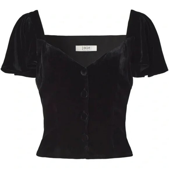 Joie Black Flutter Sleeve Sweetheart Neckline Size 6 - Picture 5 of 5